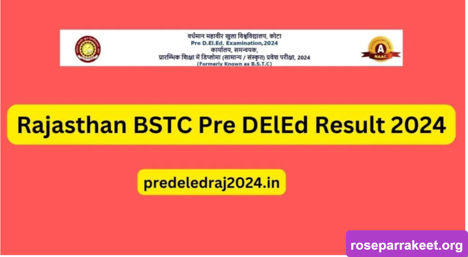 BSTC Result 2024 Name Wise Check Result on predeledraj2024.in